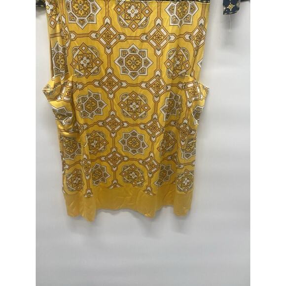 Juicy Couture Women’s Silk Regal Jackie Geometric Print Dress Size L Yellow Navy - Picture 4 of 9